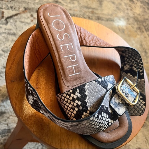 JOSEPH Snake Print Leather Ankle Wrap Block Heel Sandals Size 35 - Picture 9 of 9